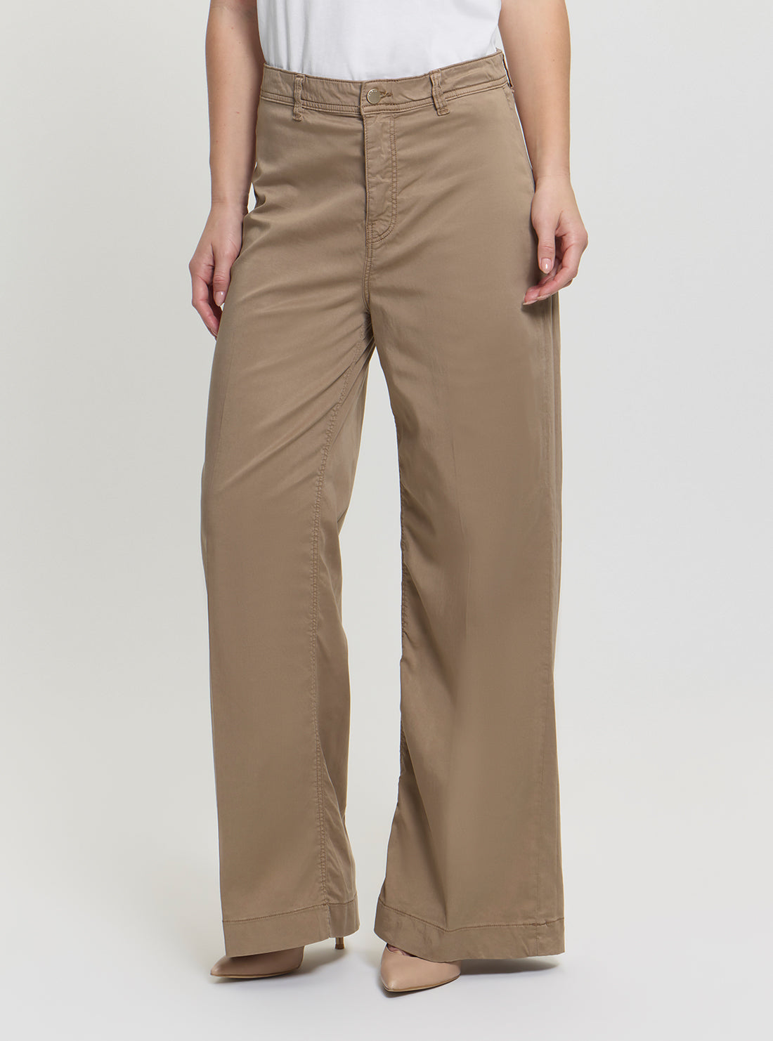 GUESS Womens Brown High Rise Dakota Plain Pants W5GA1YWH7B1 Front View