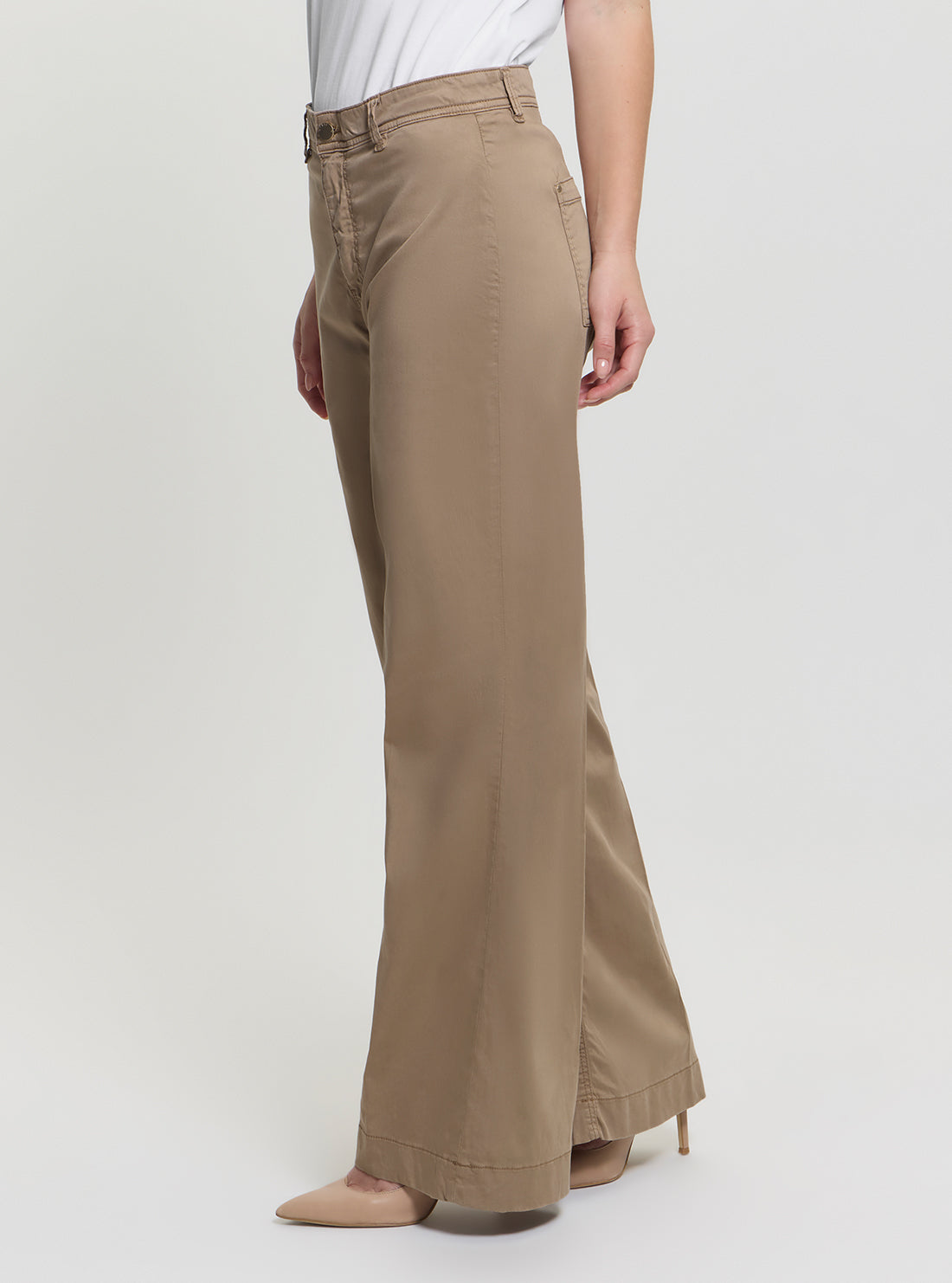 GUESS Womens Brown High Rise Dakota Plain Pants W5GA1YWH7B1 Side View