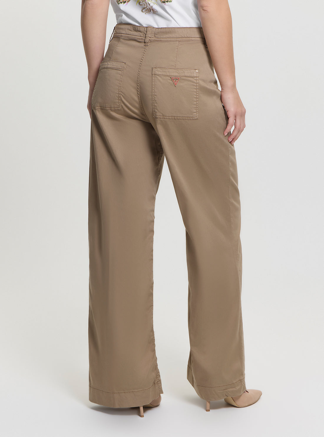 GUESS Womens Brown High Rise Dakota Plain Pants W5GA1YWH7B1 Back View