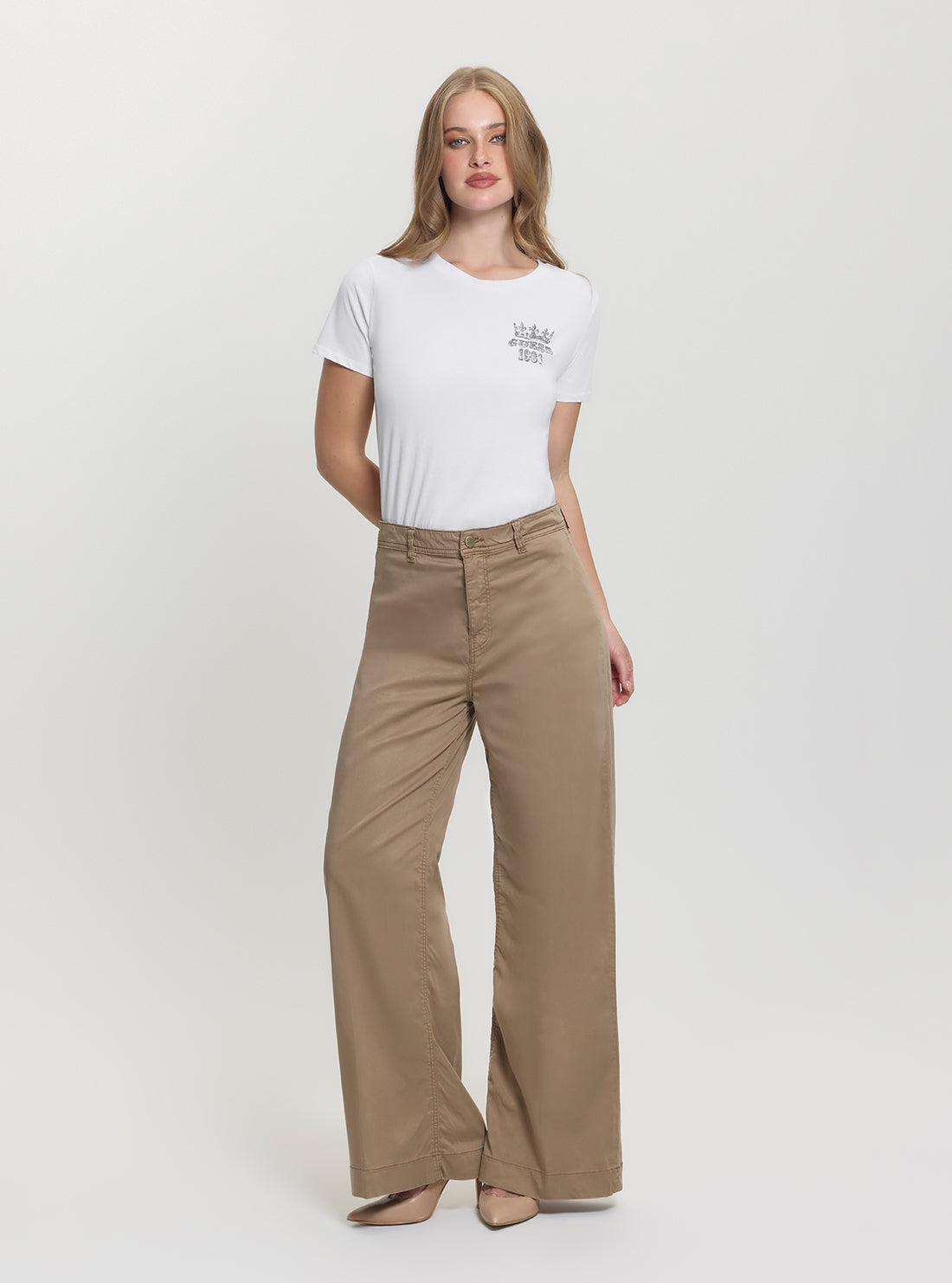 GUESS Womens Brown High Rise Dakota Plain Pants W5GA1YWH7B1 Full View