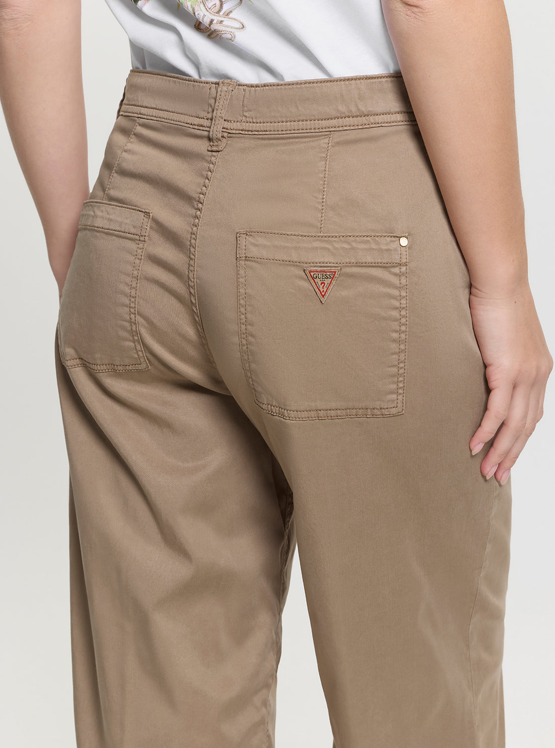 GUESS Womens Brown High Rise Dakota Plain Pants W5GA1YWH7B1 Back Detail View