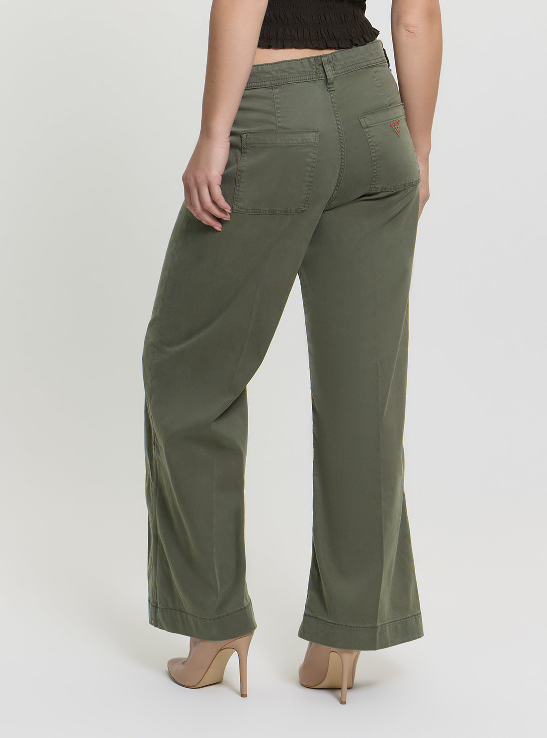 GUESS Womens Green High Rise Dakota Plain Pants W5GA1YWH7B1 Back View