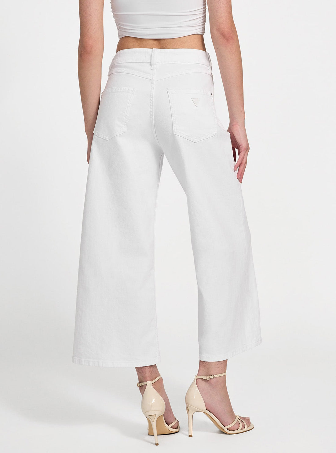 White Bellfower Crop Wide Leg Bottoms W5GA2ED4T50 Back View