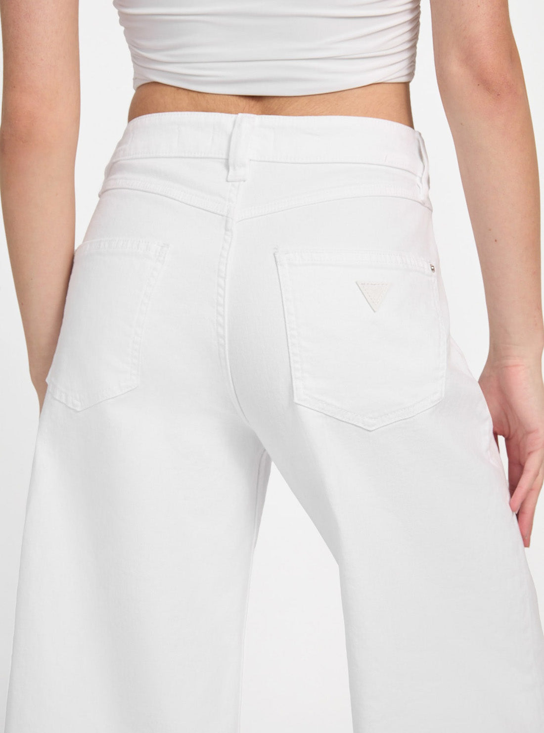 White Bellfower Crop Wide Leg Bottoms W5GA2ED4T50 Back Detail View