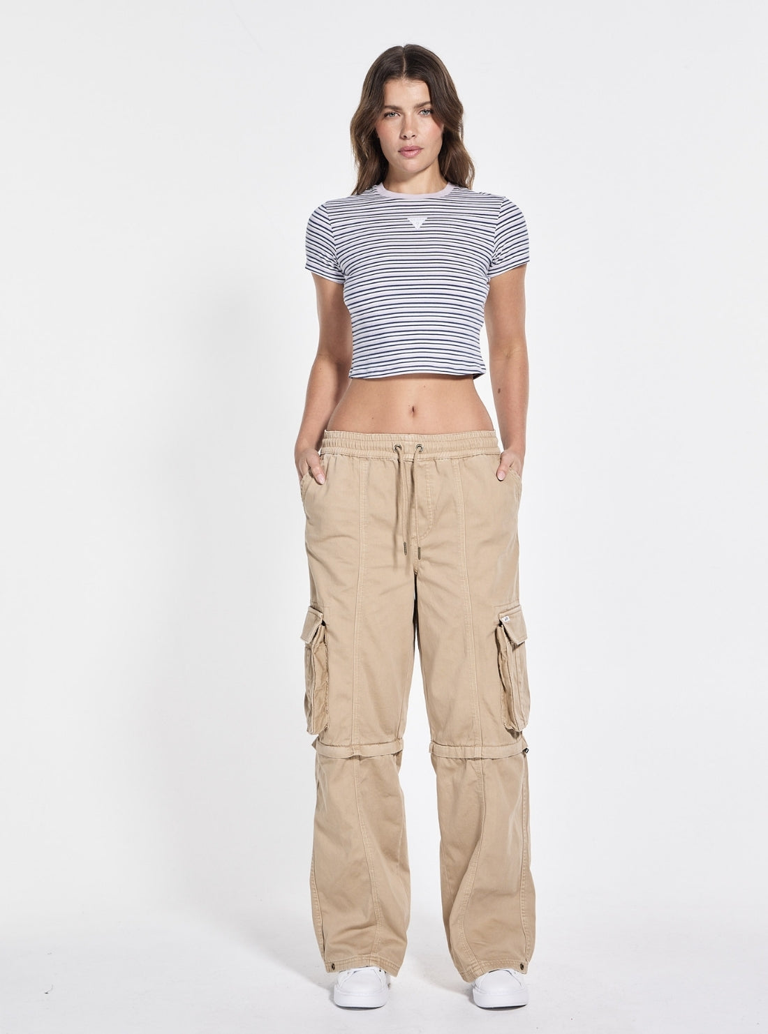 Guess Originals Brown Baggy Wide Leg Cargo Pant W5GA2IWGCVA Full View