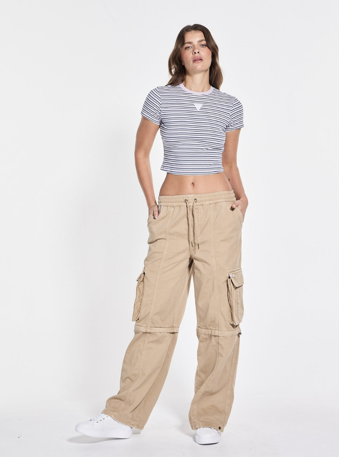 Guess Originals Brown Baggy Wide Leg Cargo Pant W5GA2IWGCVA Full View