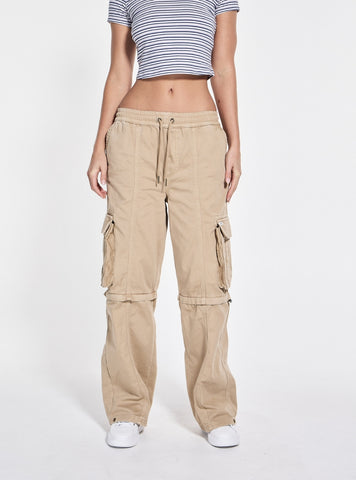 Guess Originals Brown Baggy Wide Leg Cargo Pant W5GA2IWGCVA Front View
