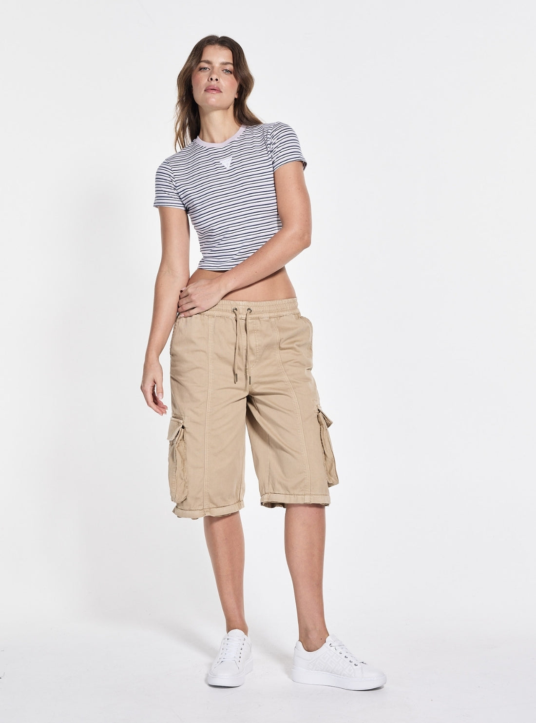 Guess Originals Brown Baggy Wide Leg Cargo Pant W5GA2IWGCVA Full View