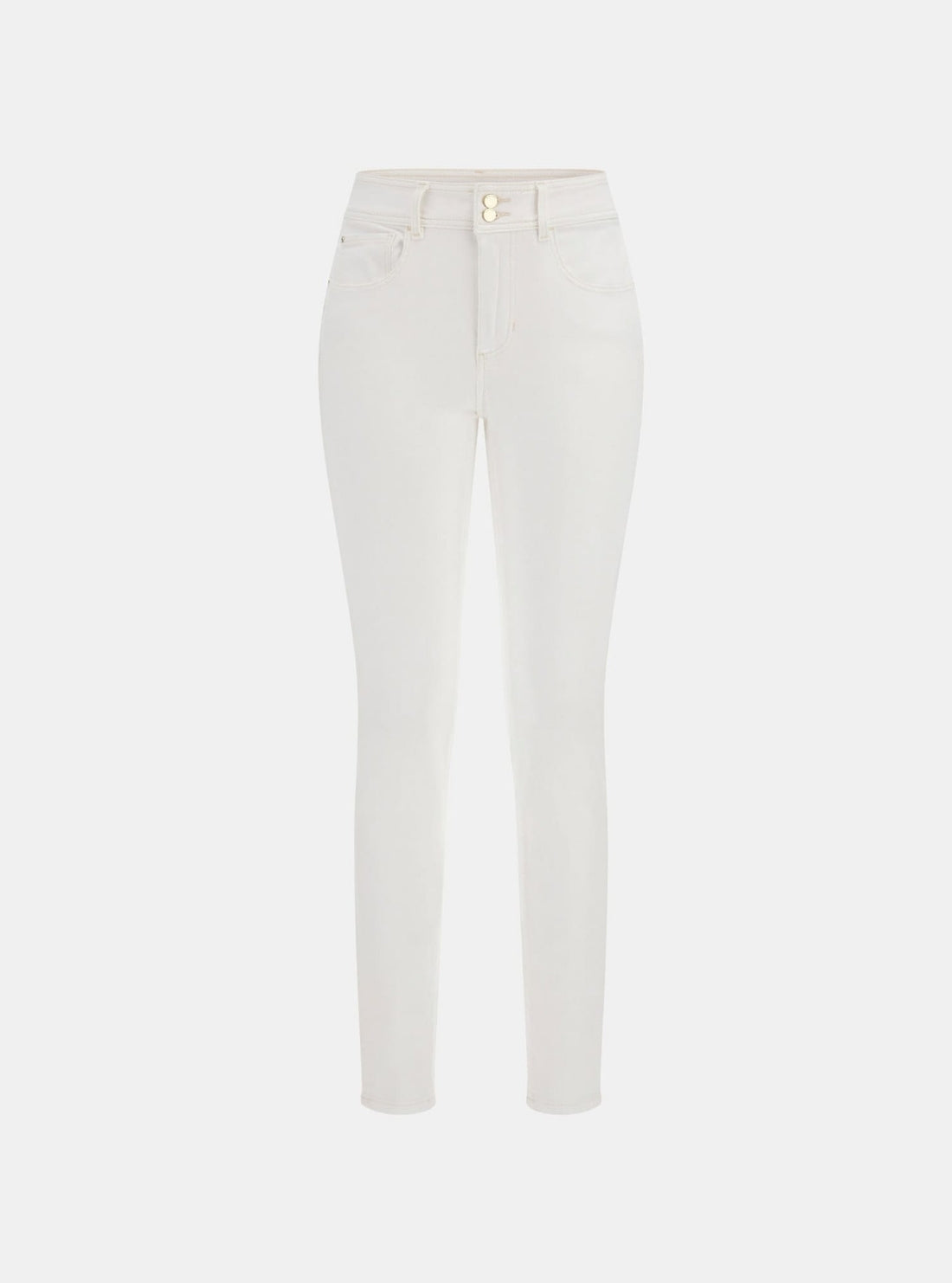 GUESS Womens White Mid-Rise Shape Up Skinny Jeans W5GA34D5N72 Flatlay