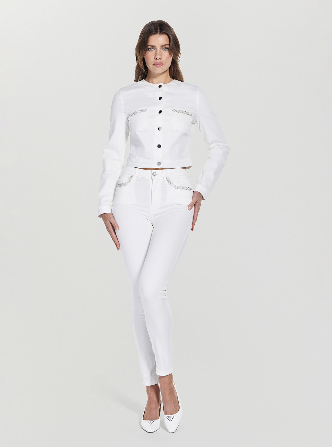 GUESS Womens White High-Rise 1981 Skinny Jeans W5GA46D5N71 Full View