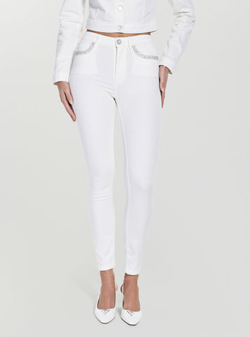 GUESS Womens White High-Rise 1981 Skinny Jeans W5GA46D5N71 Front View