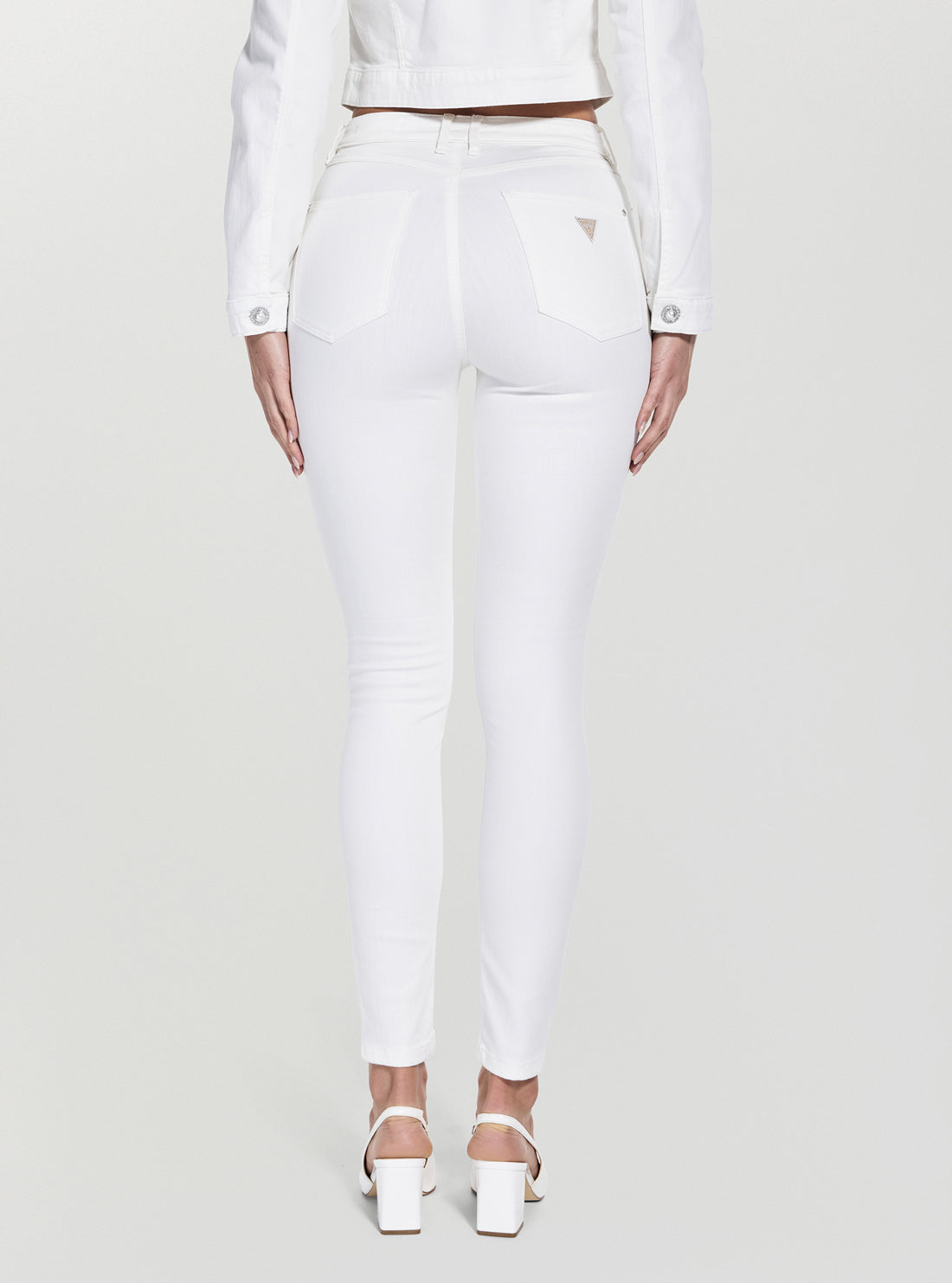 GUESS Womens White High-Rise 1981 Skinny Jeans W5GA46D5N71 Back View