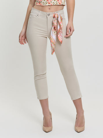 GUESS Womens Beige Mid-Rise 1981 Capri Pants W5GA91AW93CM Front View