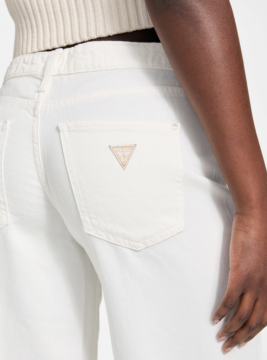 GUESS Womens Eco White Featherweight Sexy Palazzo Jeans Back Detail View