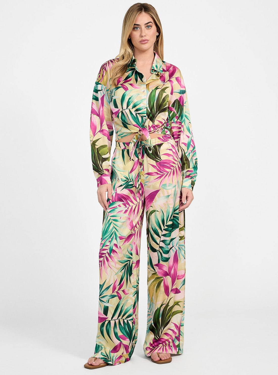 GUESS Womens Multi Ines Wide Leg Pants W5GB11WH9C2 Full View