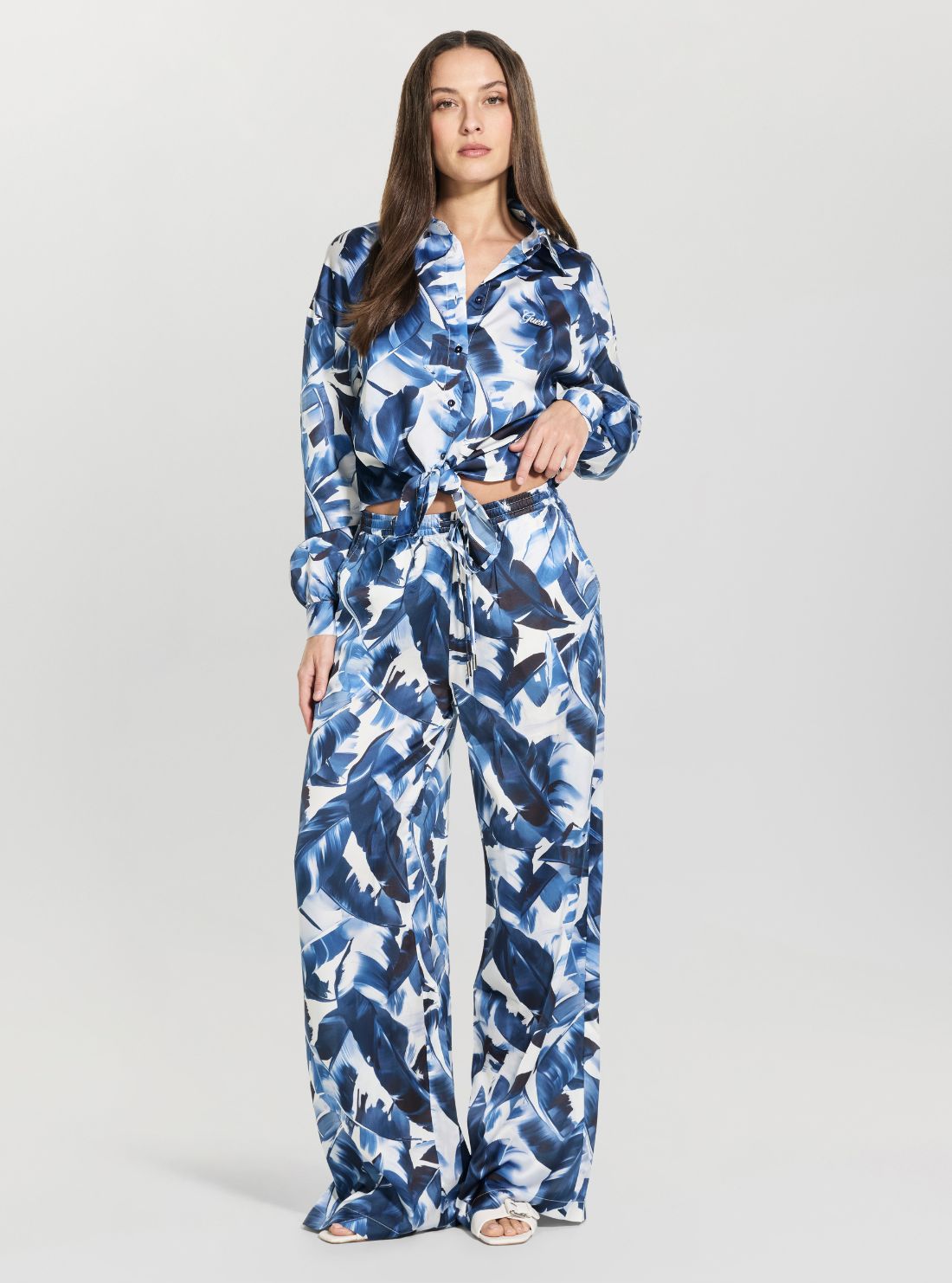 GUESS Womens Eco Blue Wide Leg Jogger W5GB11WH9C2 Full View