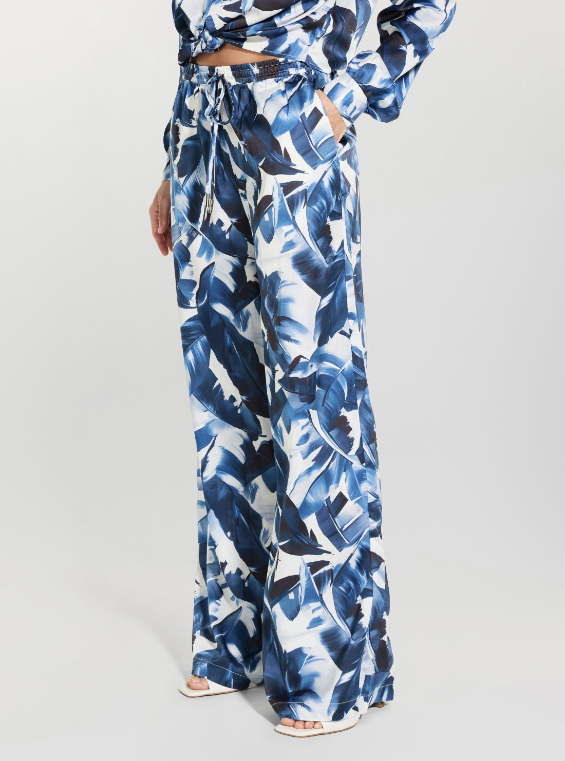 GUESS Womens Eco Blue Wide Leg Jogger W5GB11WH9C2 Side View