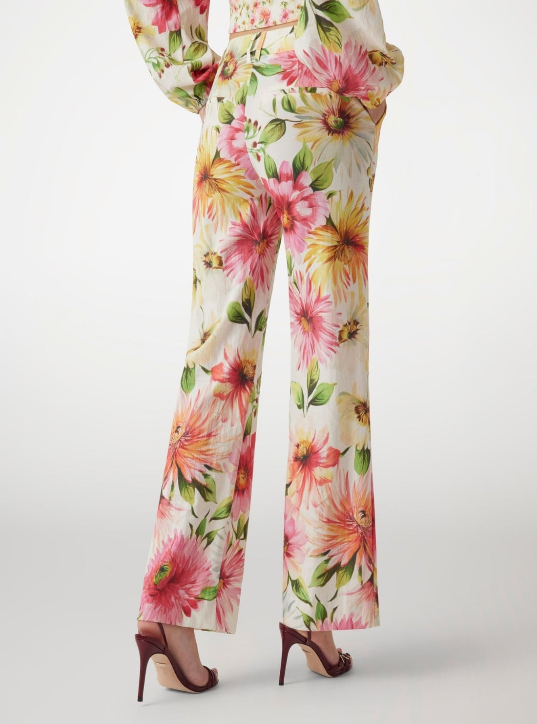 GUESS Womens Floral Print Colette Trousers W5GB46WG4G0 Back View