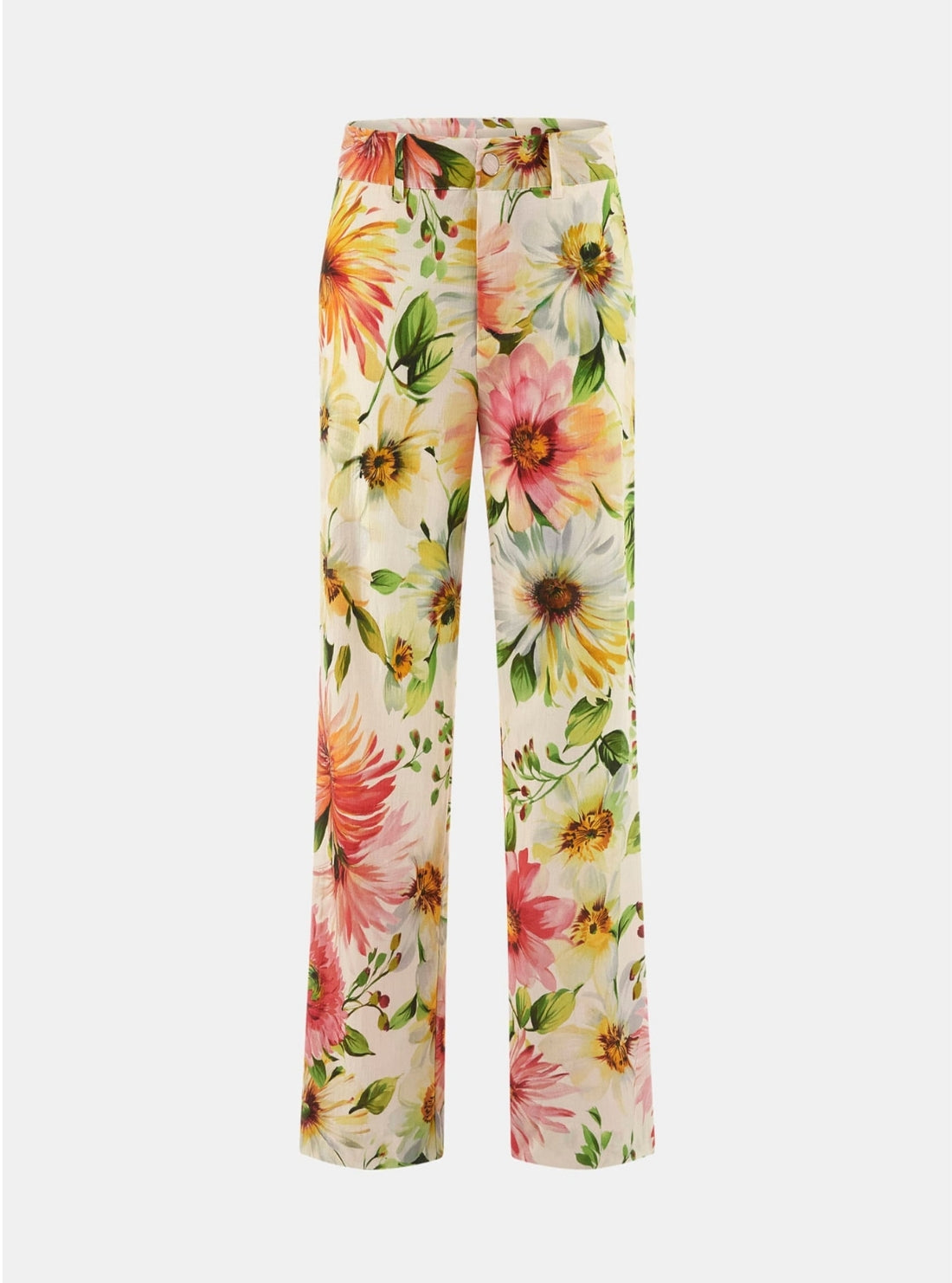 GUESS Womens Floral Print Colette Trousers W5GB46WG4G0 Flatlay