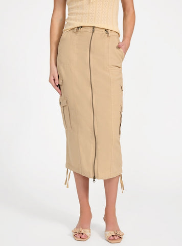 GUESS Womens Eco Beige Casey Cargo Skirt W5GD1HWG8N0 Front View