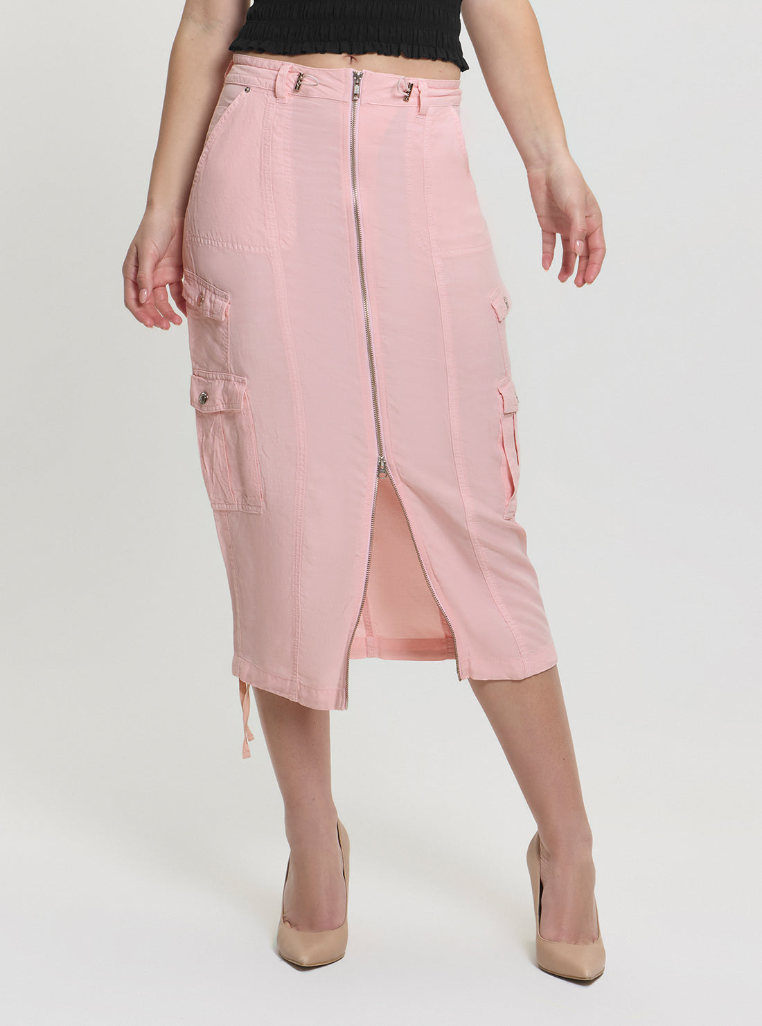 GUESS Womens Pink Casey Cargo Skirt  W5GD1HWG8N0 Front View