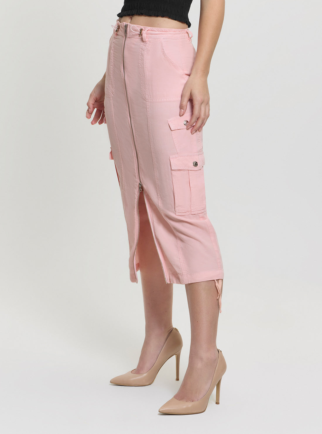 GUESS Womens Pink Casey Cargo Skirt  W5GD1HWG8N0 Side View