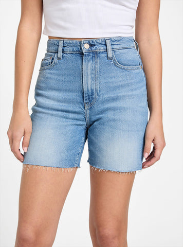 High-Rise 80s Pedal Short in Light Wash W5GD47D5B94 Front View