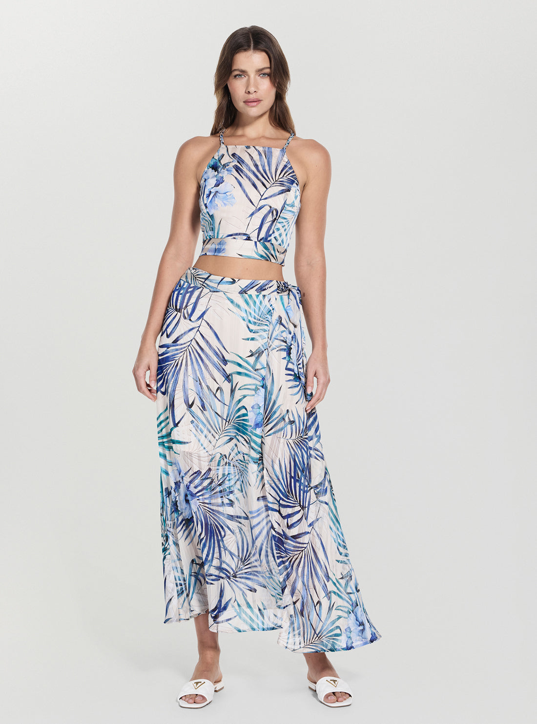 GUESS Womens Fiji Palm Print New Romana Skirt W5GD66WH9Z2 Full View