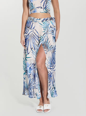 GUESS Womens Fiji Palm Print New Romana Skirt W5GD66WH9Z2 Front View