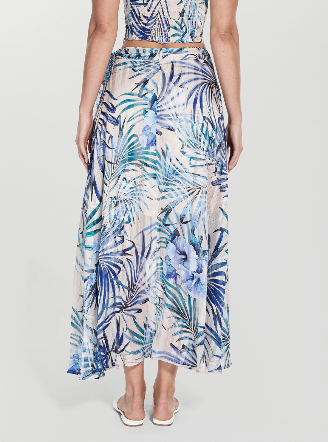 GUESS Womens Fiji Palm Print New Romana Skirt W5GD66WH9Z2 Back View