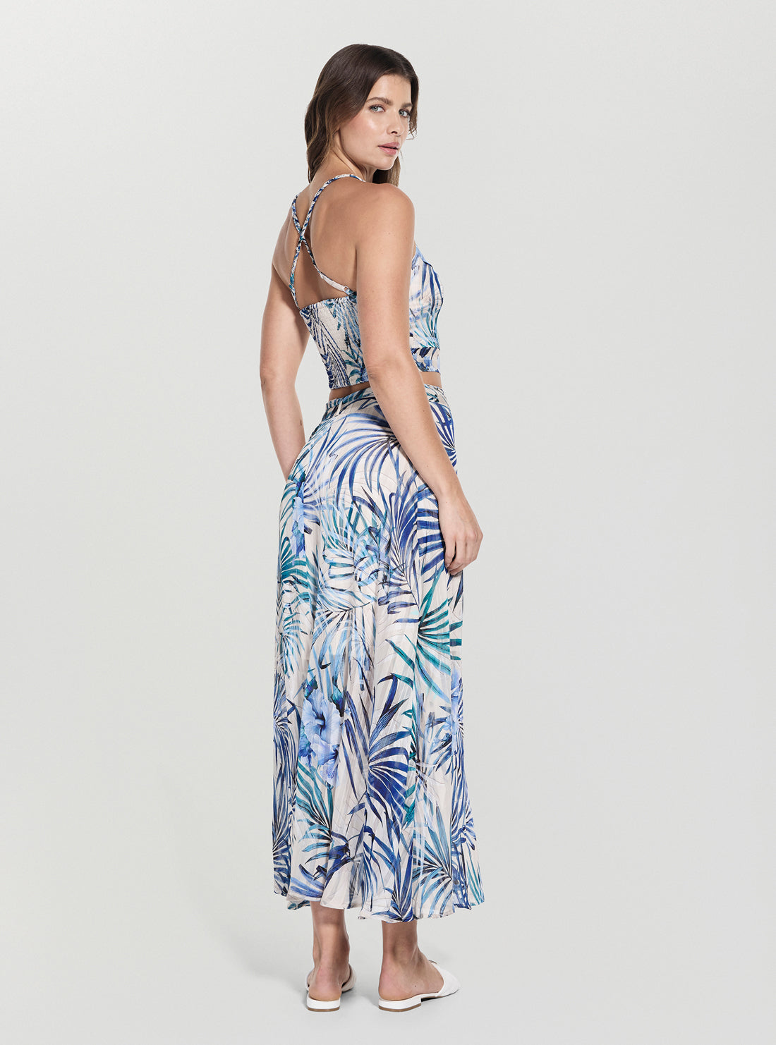 GUESS Womens Fiji Palm Print New Romana Skirt W5GD66WH9Z2 Back View