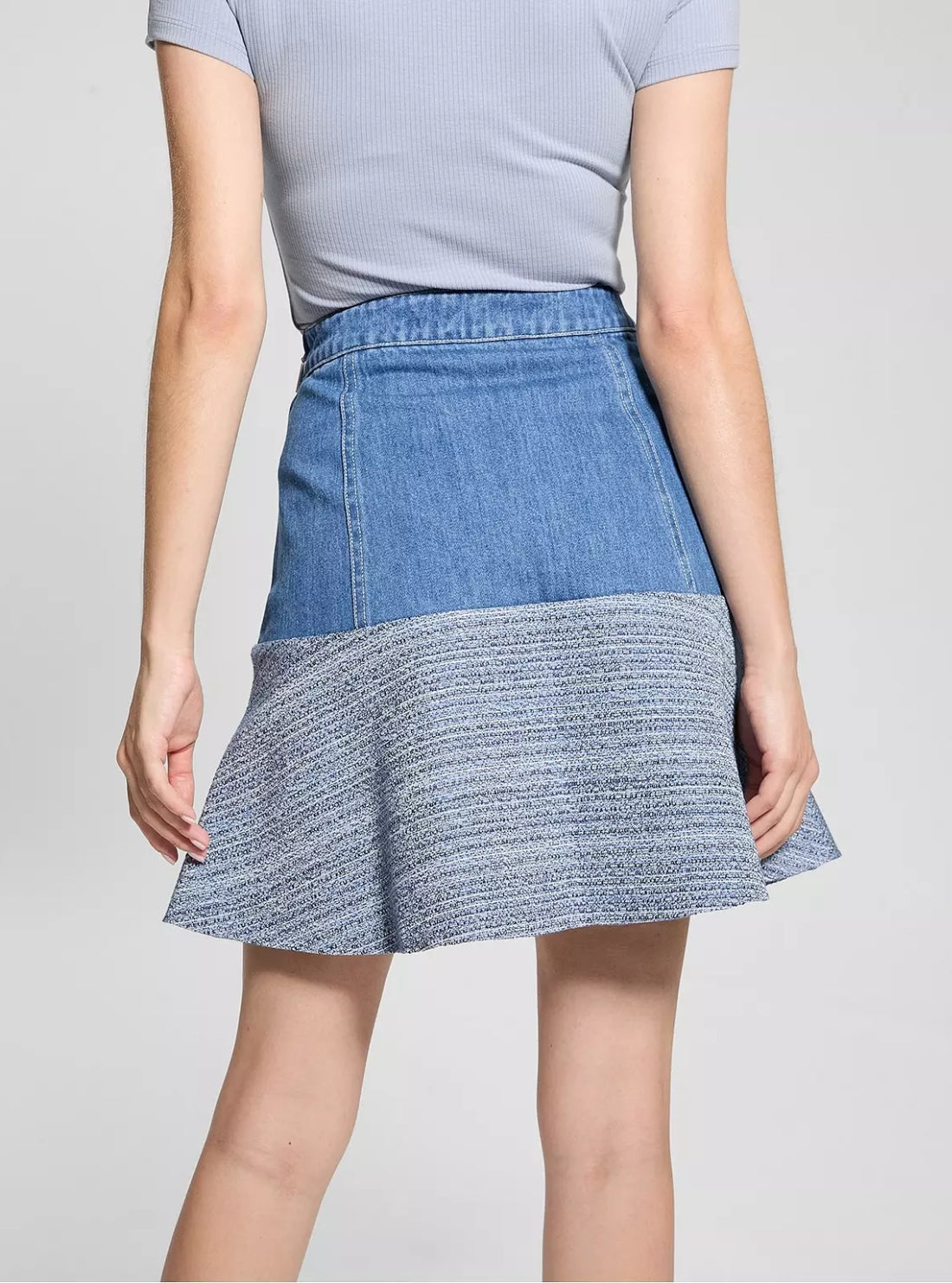 GUESS Womens Blue Elsie Tweed Mix Denim Skirt W5GD87WH610 Back View