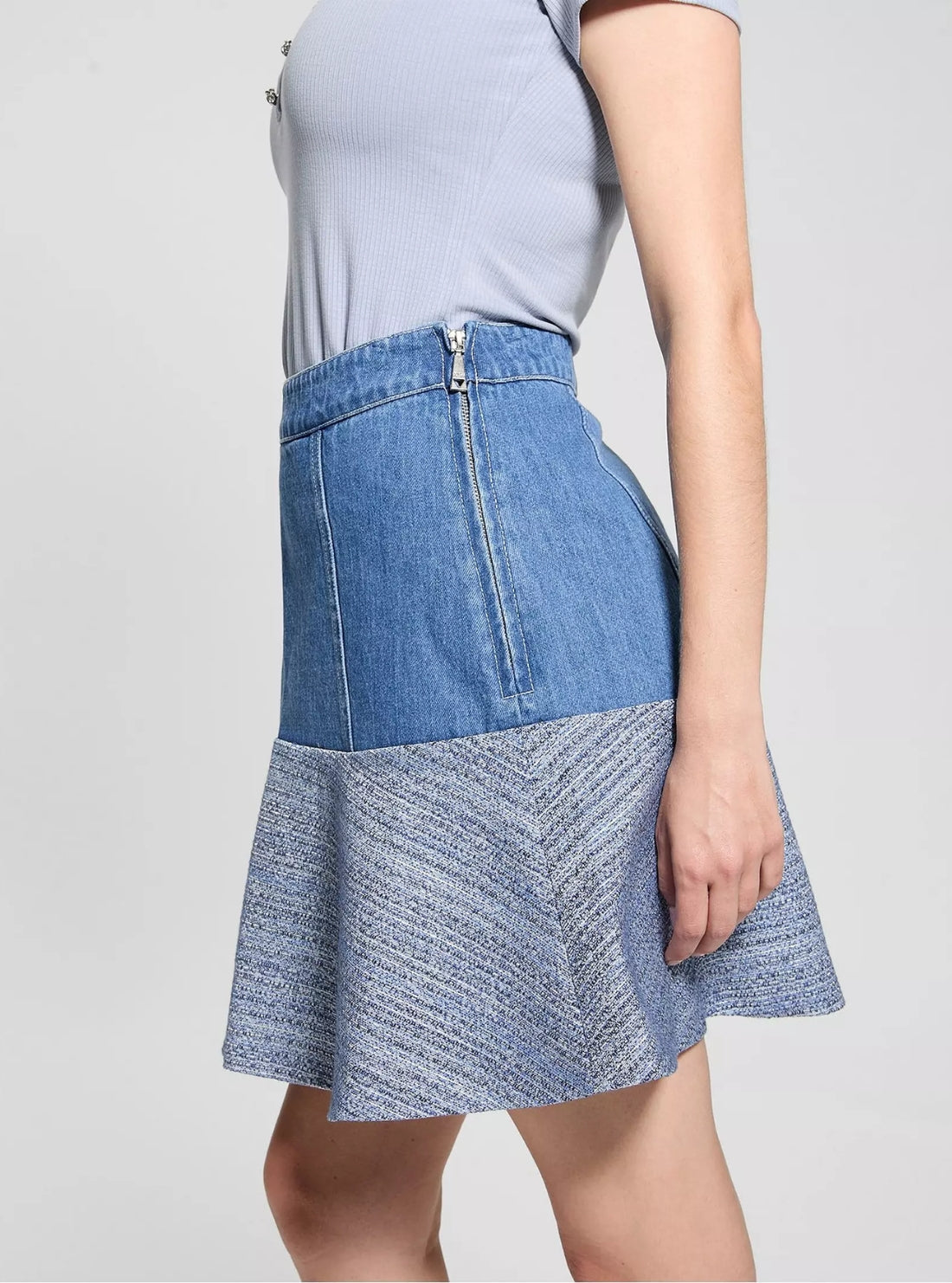 GUESS Womens Blue Elsie Tweed Mix Denim Skirt W5GD87WH610 Side View_2