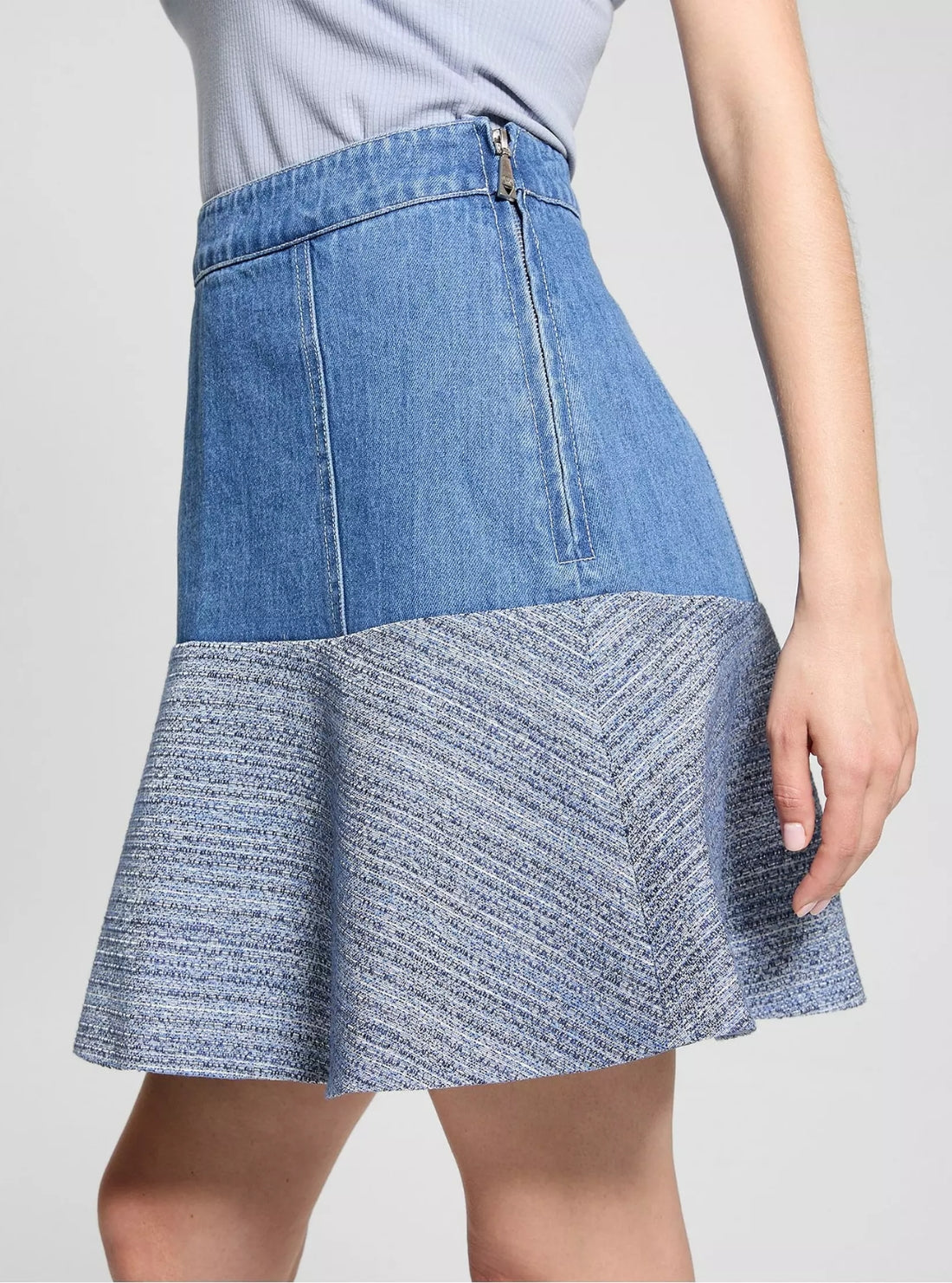 GUESS Womens Blue Elsie Tweed Mix Denim Skirt W5GD87WH610 Side View