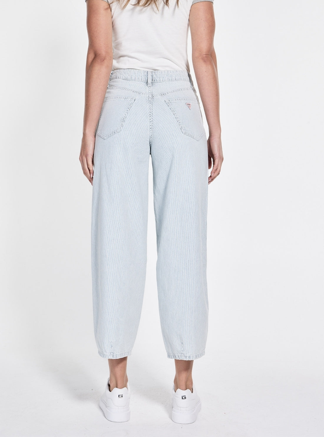 Guess Originals High-Rise Tapered Baggy Jeans in Light Wash Back View_2