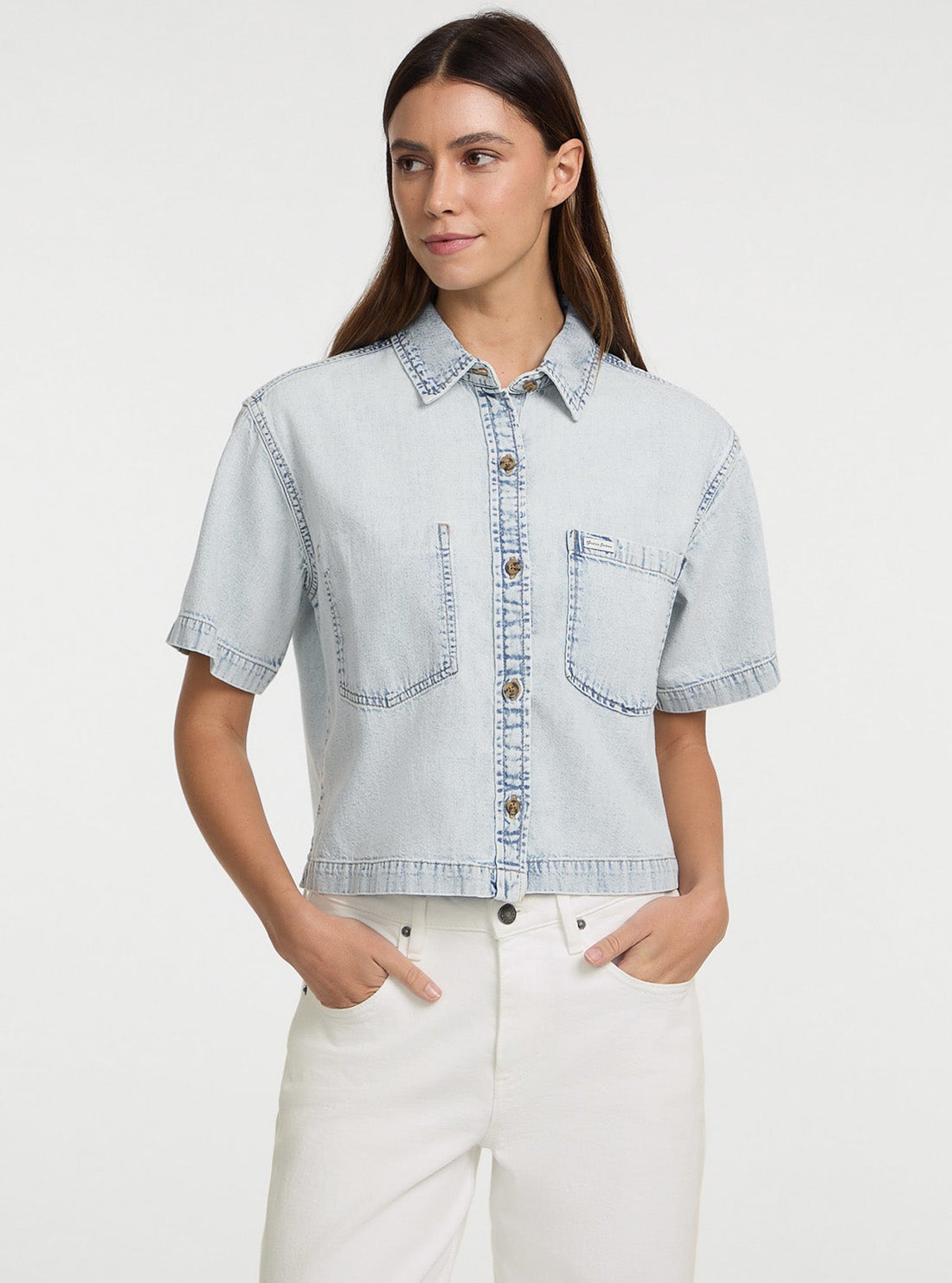 Guess Jeans Eco Blue Boxy Denim Shirt