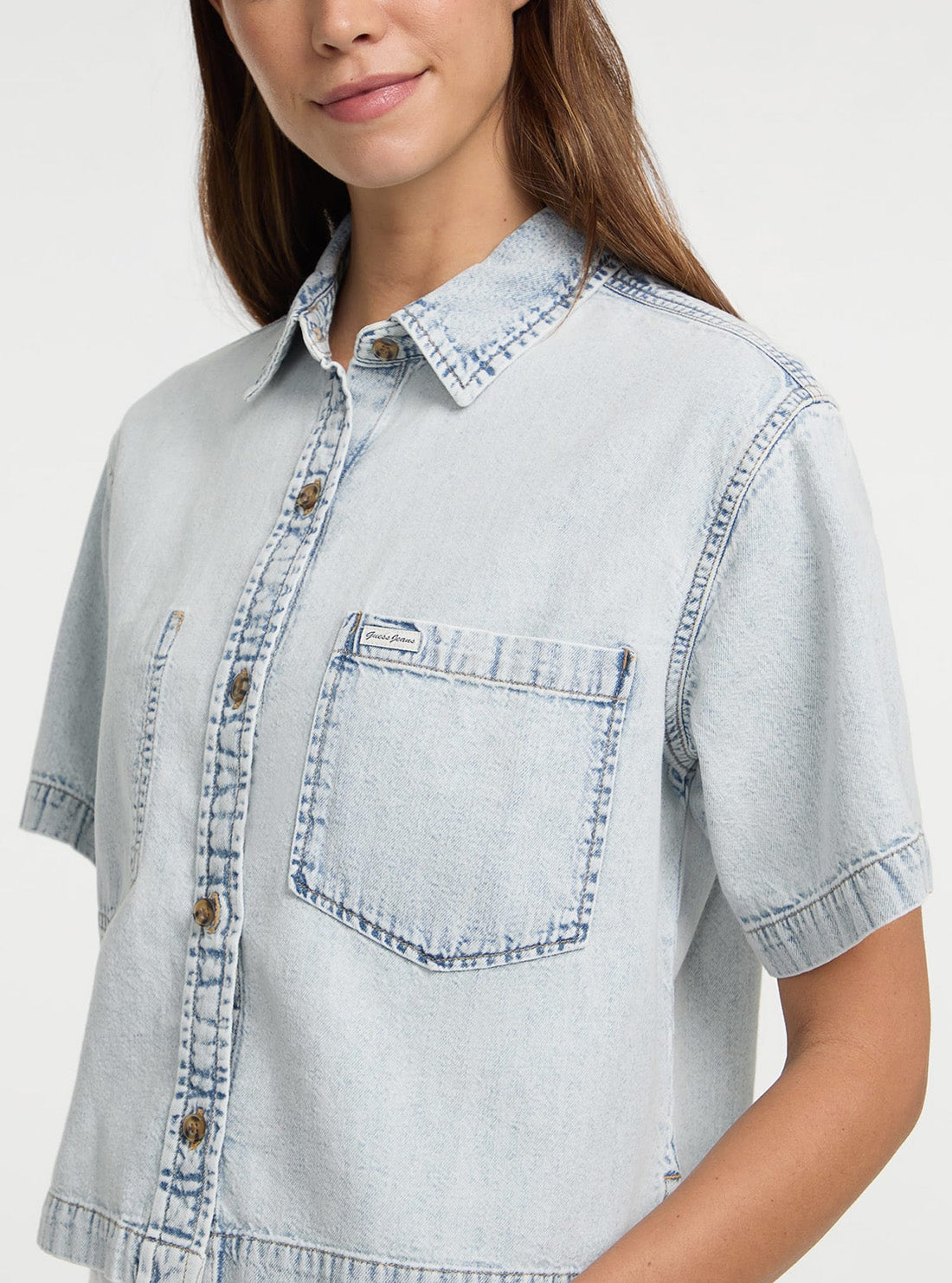Guess Jeans Eco Blue Boxy Denim Shirt