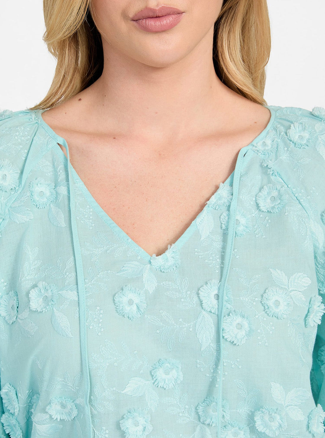 GUESS Womens Green Long Sleeve Pelari Top W5GH0YWHAJ0 Detail View