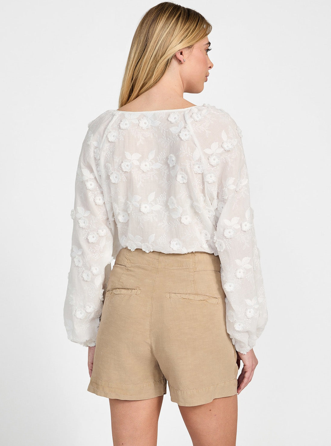 GUESS Womens White Long Sleeve Pelari Top W5GH0YWHAJ0 Back View