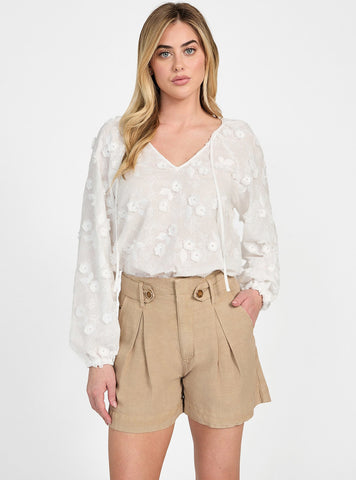 GUESS Womens White Long Sleeve Pelari Top W5GH0YWHAJ0 Front View