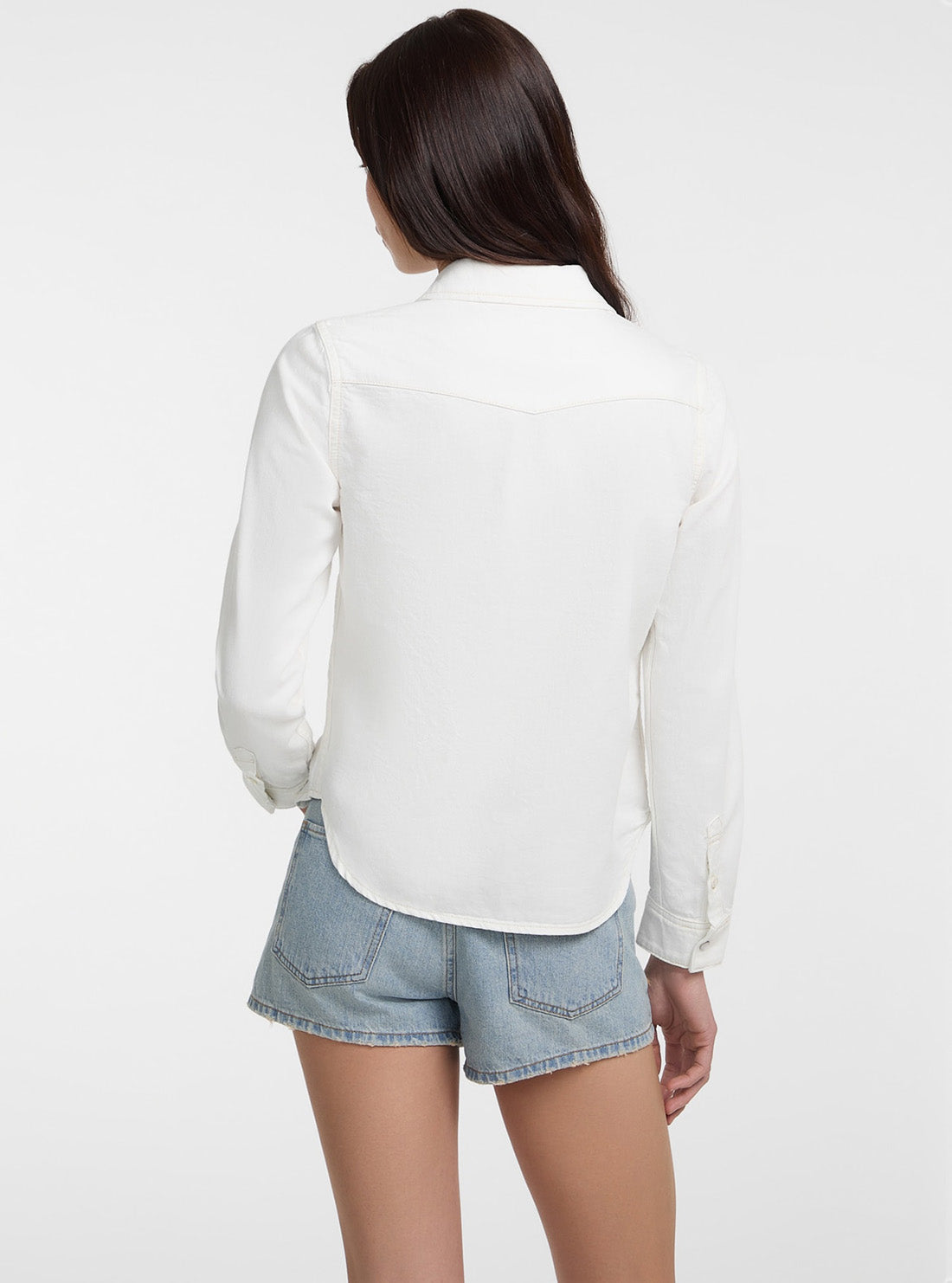 Guess Jeans White Slim Denim Twill Shirt W5GH35D5NW1 Back View