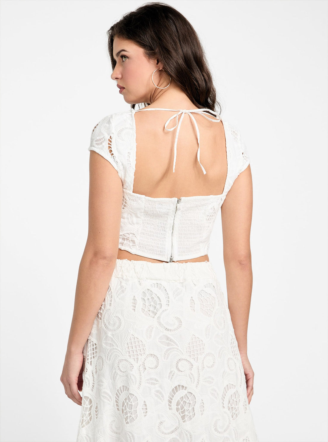 GUESS Womens White Domitille Corset Top W5GH65WH521 Back View