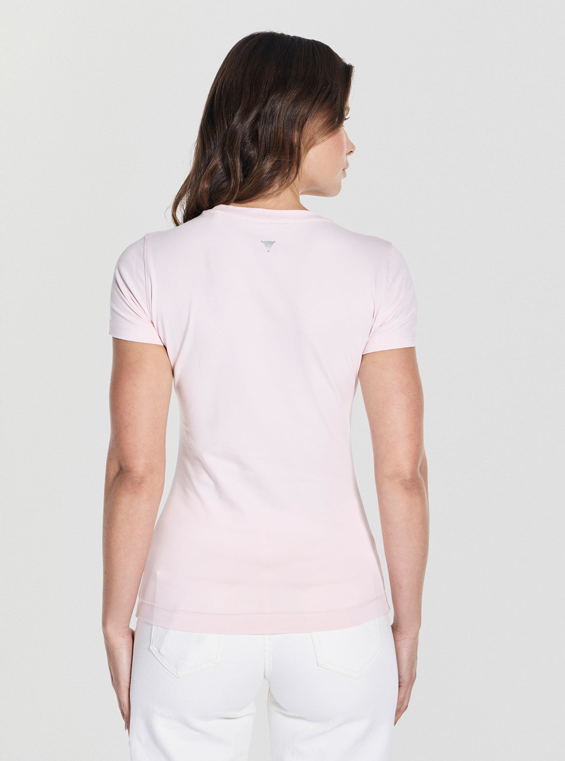 GUESS Womens Pink Leaf Triangle Logo T-Shirt W5GI07J1314 Back View