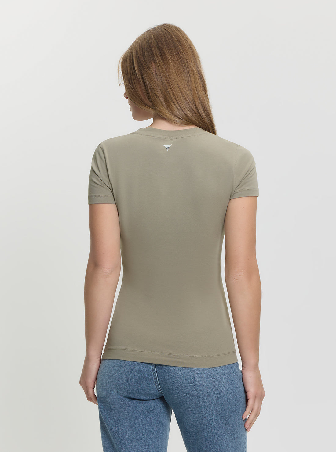 GUESS Womens Green Triangle Logo Beads T-Shirt W5GI10J1314 Back View