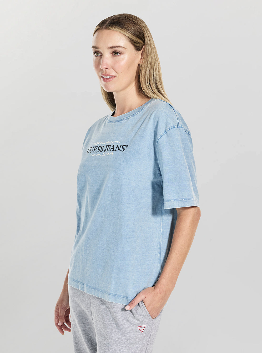 Guess Jeans Blue American Tradition T-Shirt W5GI28KCTG1 Side View