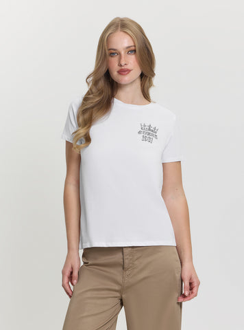 GUESS Womens White Nature Scape Easy T-Shirt W5GI53K9RM1 Front View