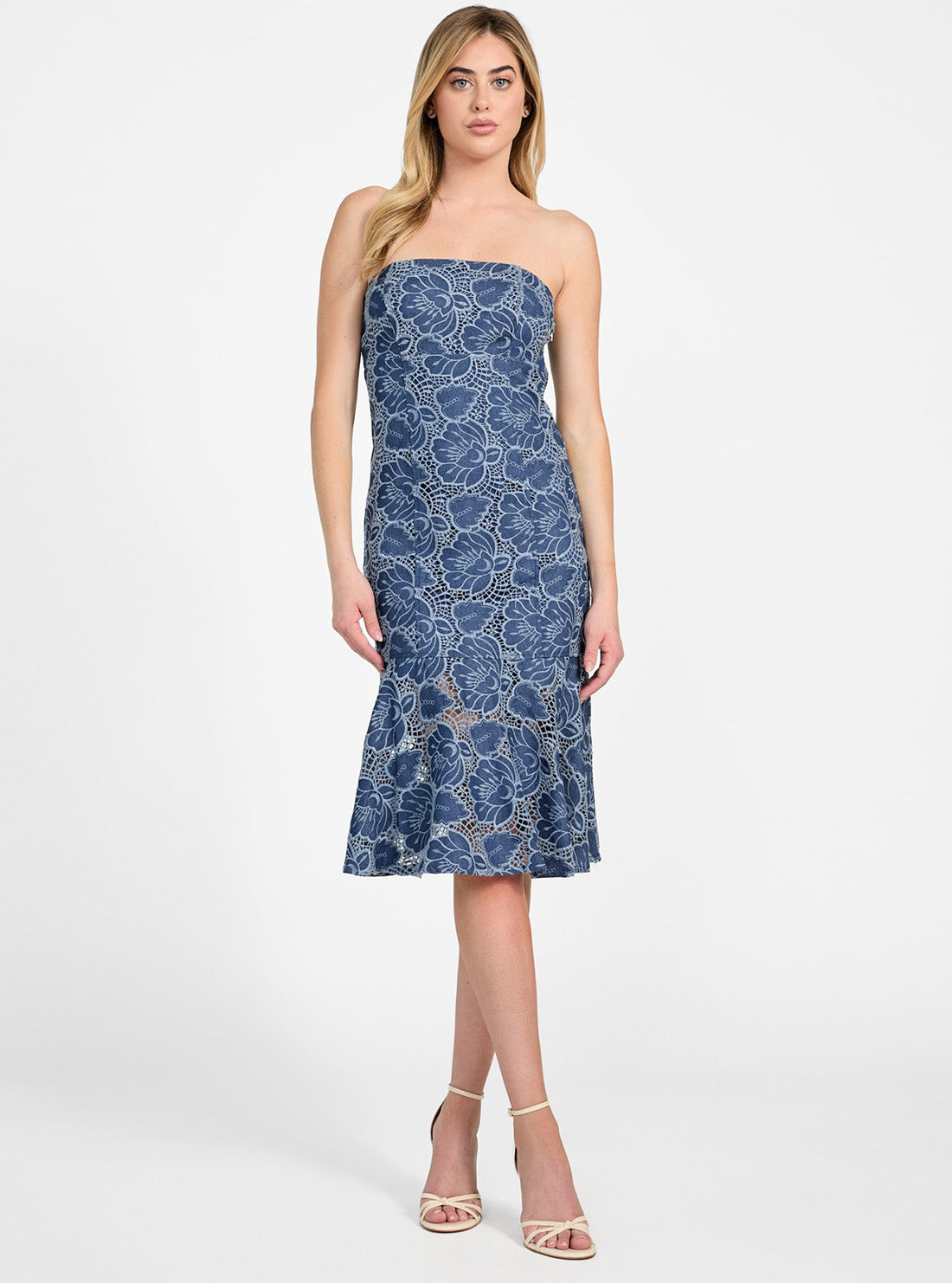 GUESS Womens Blue Maisy Indigo Midi Dress W5GK0RWGSU0 Full View_2