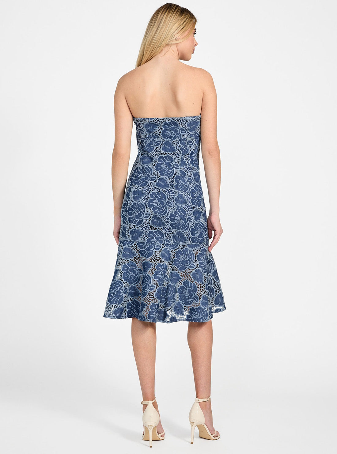 GUESS Womens Blue Maisy Indigo Midi Dress W5GK0RWGSU0 Back View_2