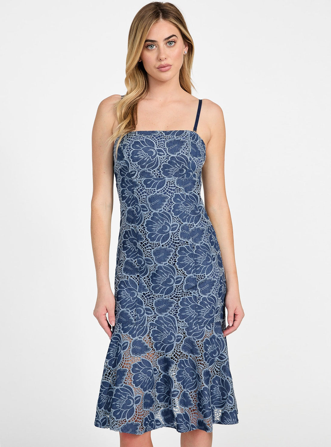 Midi Dress Guess Dresses Ireland Blue Maisy Indigo Midi Dress GUESS