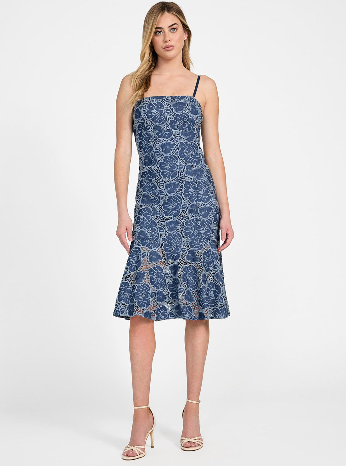 GUESS Womens Blue Maisy Indigo Midi Dress W5GK0RWGSU0 Full View